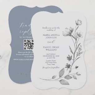 Rustic Silver Floral Wedding Invite