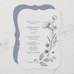 Rustic Silver Floral Wedding Invite