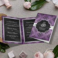 Rustic Silver Purple Black Damask Muslim Wedding