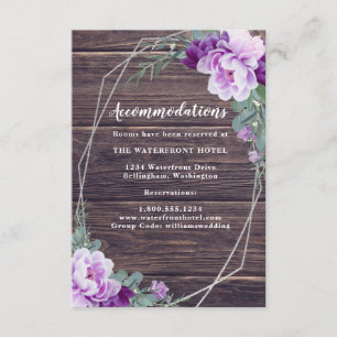  Rustic Silver & Purple Floral Wedding Details Enc Enclosure Card