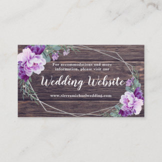 Rustic Silver & Purple Floral Wedding Website Enclosure Card
