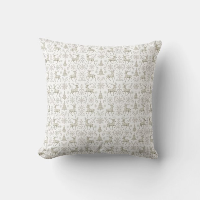 Rustic, Silver/White modern Christmas pattern Cushion (Front)