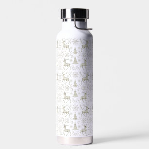 Rustic, Silver/White modern Christmas pattern Water Bottle