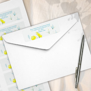 Rustic Simple Blue Yellow Poppies Watercolor