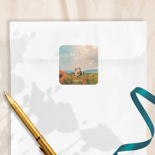 Rustic Simple Blue Yellow Poppies Watercolor Square Sticker (Creator Uploaded)