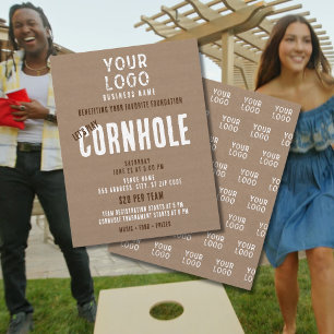 Rustic Simple Business Logo Cornhole Fundraiser Flyer
