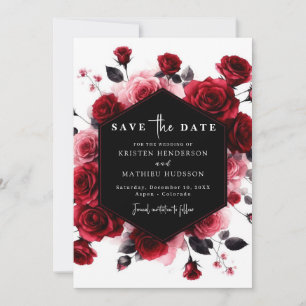 Rustic Simple Crimson Red Wedding Save The Date