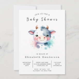 Rustic Simple Graceful Cow Baby Shower  Invitation