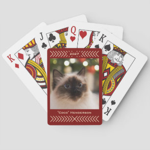 Rustic Simple Graphic Custom Photo Name and Year Playing Cards