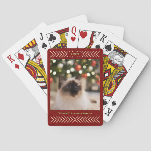Rustic Simple Graphic Custom Photo Name and Year Playing Cards