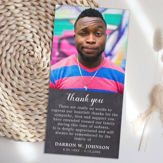 Rustic Simple Memorial Photo Funeral Sympathy Thank You Card (Creator Uploaded)