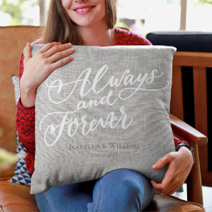 Rustic Simple Modern Always and Forever Gift Grey Cushion