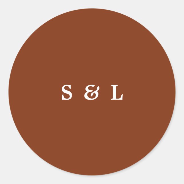 Rustic Simple Monogram Wedding Envelope Stickers (Front)