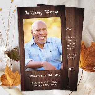 Rustic Simple Photo Memorial Funeral Thank You Card