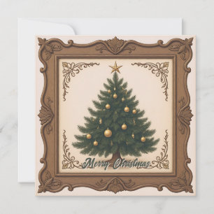 Rustic Simple Retro Trendy Christmas Tree Holiday Card