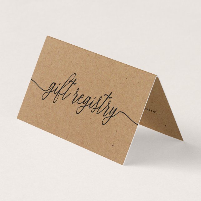Rustic Simple Script With Photo Gift Registry Card (Front)