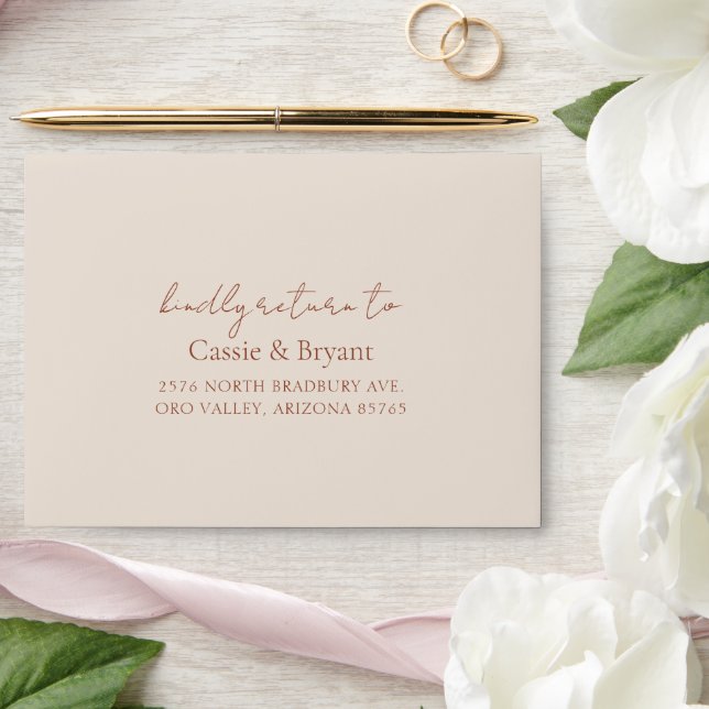 Rustic Simple Terracotta Wedding Invitation Envelope (Wedding)