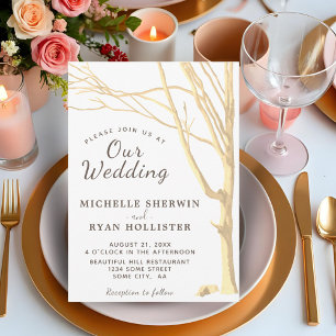 Rustic Simple Tree Fall Winter Wedding Invitation