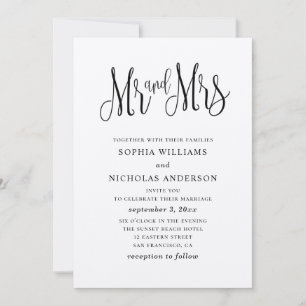 Rustic simple wedding. Country kraft. Mr and mrs Invitation