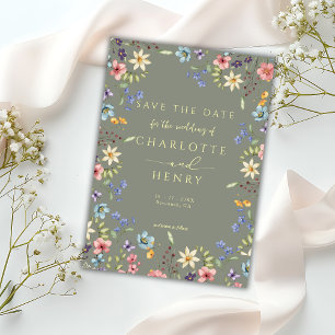 Rustic Simple Wildflower Sage Garden Wedding Save The Date