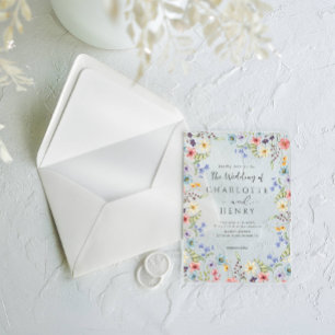 Rustic Simple Wildflower White Spring Wedding Acrylic Invitations