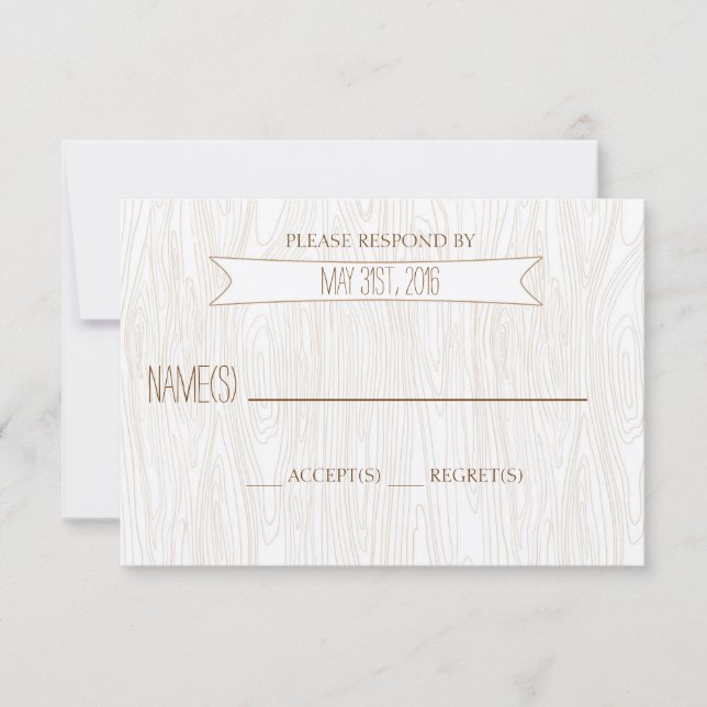 Rustic Simple Woodgrain Wedding Reply Card (Front)