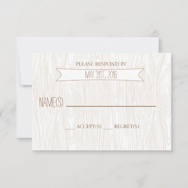 Rustic Simple Woodgrain Wedding Reply Card (Front)