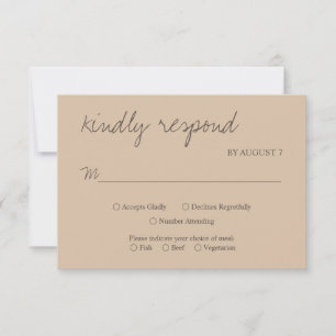 Rustic Simplicity Beige Minimalist Wedding RSVP Card