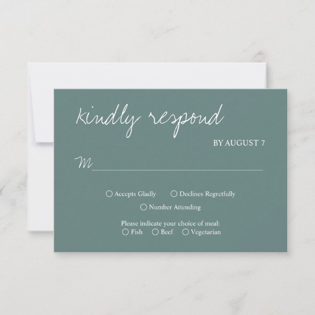 Rustic Simplicity | Sage Minimalist Wedding RSVP Card (Front)