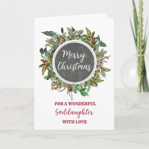 Rustic Sister Goddaughter Merry Christmas Card