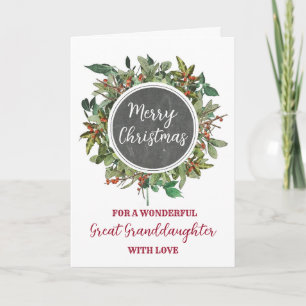 Rustic Sister Great Granddaughter Merry Christmas Card