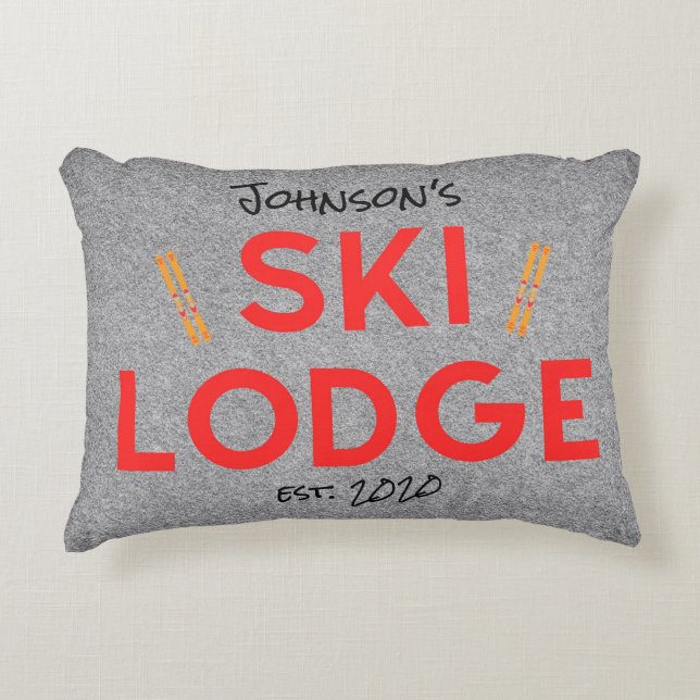 Rustic Ski Lodge Personalised Decorative Cushion (Front)