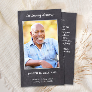 Rustic Slate Funeral Photo Memorial Prayer Card