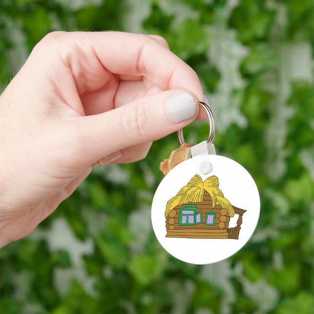 Rustic Slavic Log House Traditional Thatched Roof Key Ring (Creator Uploaded)