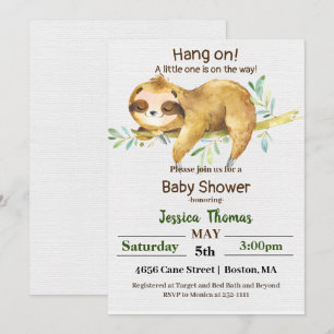 Rustic Sloth Baby Shower Invitation