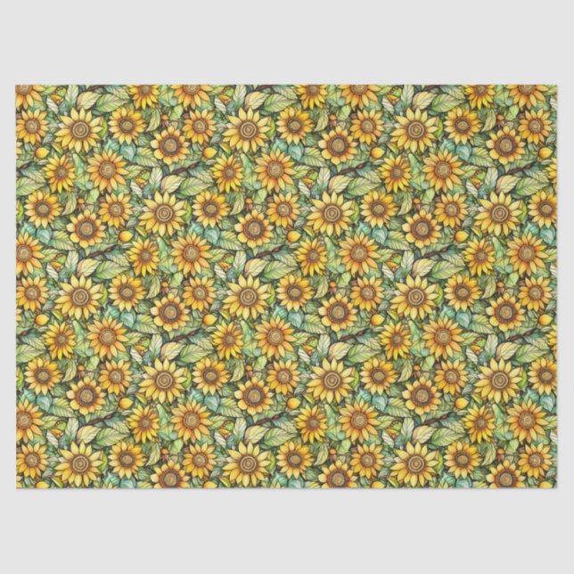 Rustic Small Scale Sunflower, 10lb, 17"x23" Tissue Paper (Front)