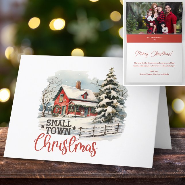 Rustic Small Town Christmas Farmhouse Holiday Card (Creator Uploaded)