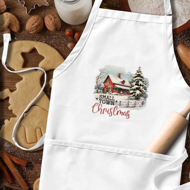 Rustic Small Town Christmas Farmhouse Standard Apron (Creator Uploaded)