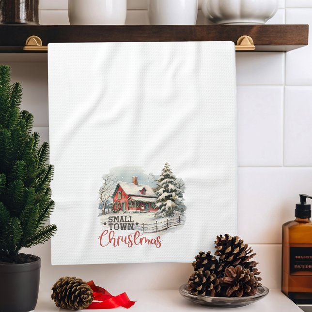 Rustic Small Town Christmas Farmhouse Tea Towel (Creator Uploaded)