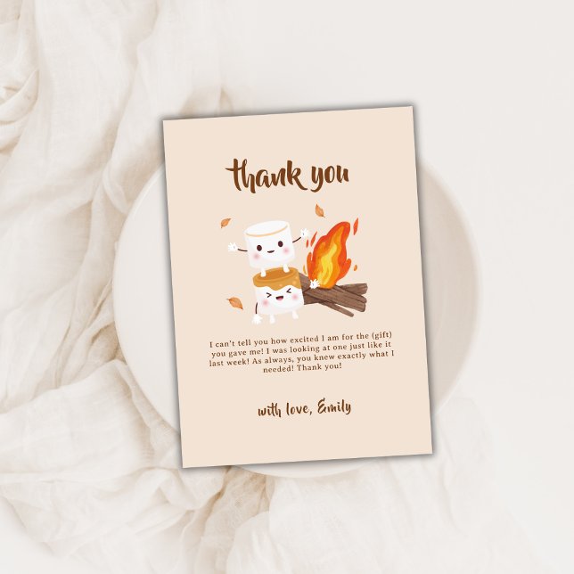 Rustic  S'more Love Campfire Baby Shower  Thank You Card (Rustic S'more Love Campfire Baby Shower Thank You Card)