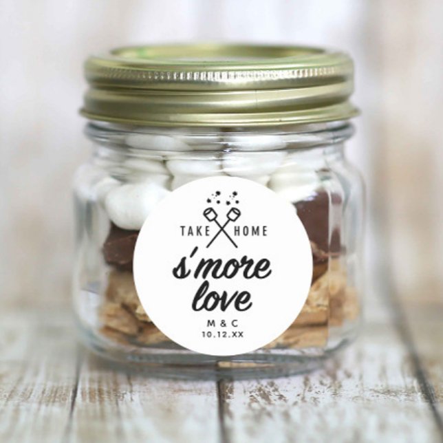 Rustic S'more Love Wedding Favour Classic Round St Sticker (Creator Uploaded)