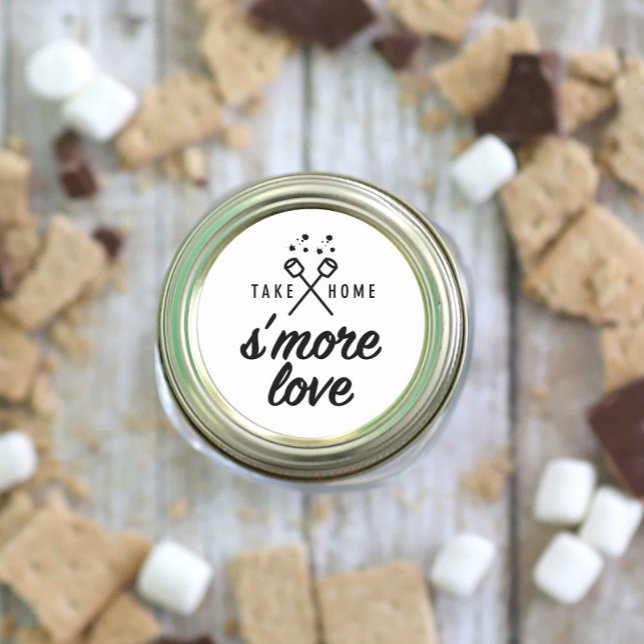 Rustic S'more Love Wedding Favour  Classic Round Sticker (Creator Uploaded)
