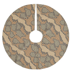 Rustic Snake Skin Camo Pattern Beige Brown Grey Brushed Polyester Tree Skirt