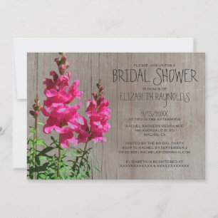 Rustic Snapdragon Bridal Shower Invitations