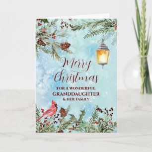 Rustic Snow Granddaughter & Family Merry Christmas Card
