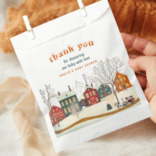 Rustic Snow Village Baby Shower Cosy Winter Favour Bags