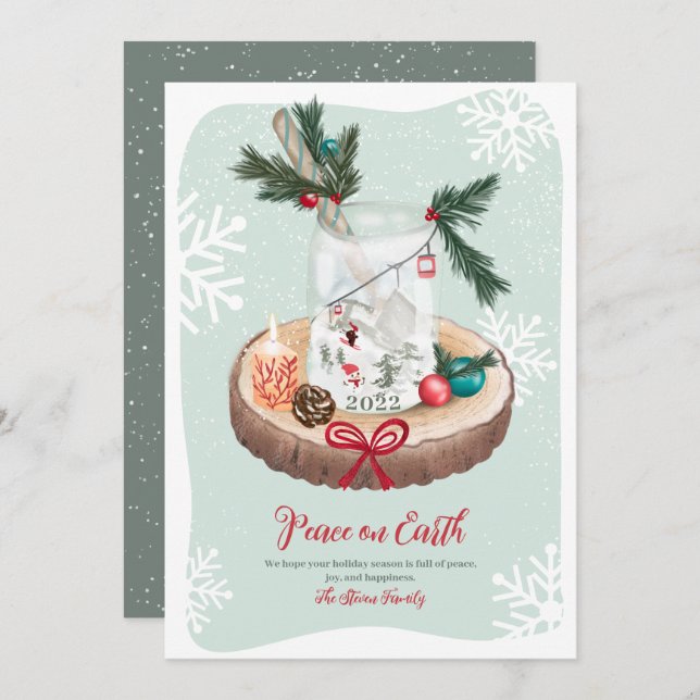Rustic snow wood Christmas illustrations Holiday Card (Front/Back)