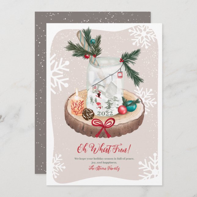 Rustic snow wood Christmas illustrations Holiday Card (Front/Back)