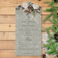 Rustic Snowfall Pine & White Floral Sage Details