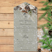 Rustic Snowfall Pine & White Floral Sage Dinner
